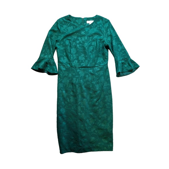 Shelby & Palmer Dresses & Skirts - Shelby and palmer green dress size 6 ruffle quarter sleeve business pencil